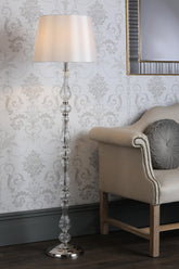 Laura Ashley Bradshaw Floor Lamp Polished Nickel and Ribbed Glass